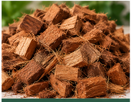 close-up of actual coco husk chips for growing media
